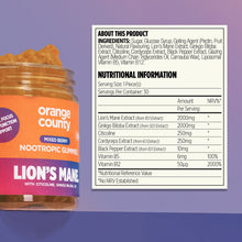 Load image into Gallery viewer, Lions Mane Cognitive Boost Gummies: 2000mg (Serving) Mixed Berry Flavour | 30 Servings | Orange County
