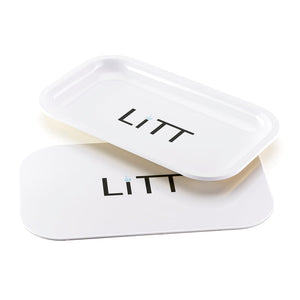 Litt Stash Metal Rolling Tray with Magnetic Rolling Lid - Large (WHITE)