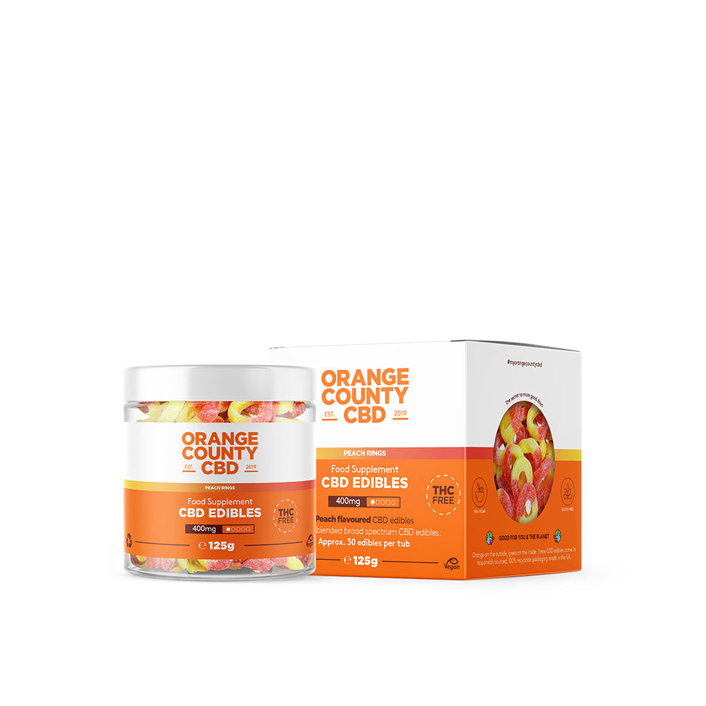 CBD GUMMY PEACH RINGS (SMALL TUB 1200mg)