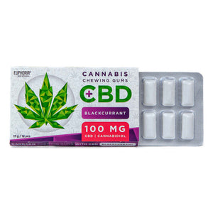 Euphoria CBD Chewing Gum Blackcurrant with 100 mg of pure CBD (Cannabidiol)